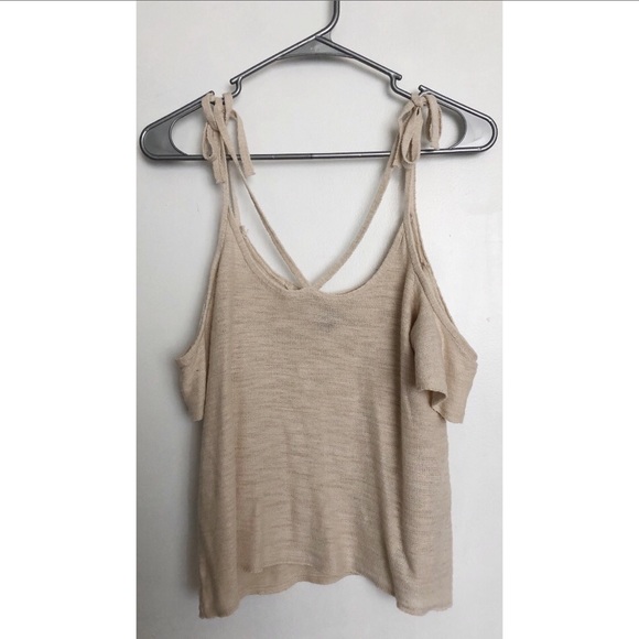 American Eagle Outfitters Tops - American Eagle Outfitters Nude Cold Shoulder Top